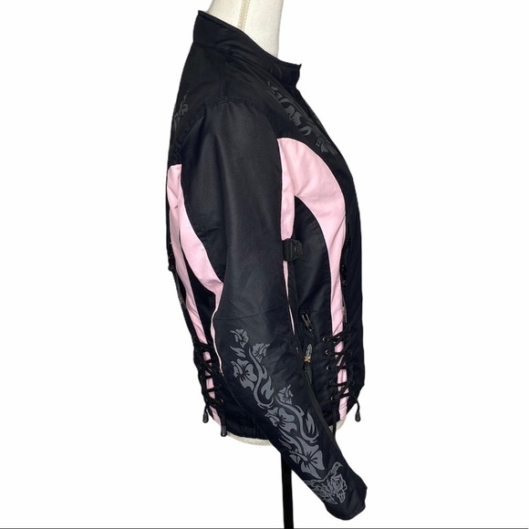 X Element Black & Pink Motorcycle Full Zip Jacket - Picture 8 of 12